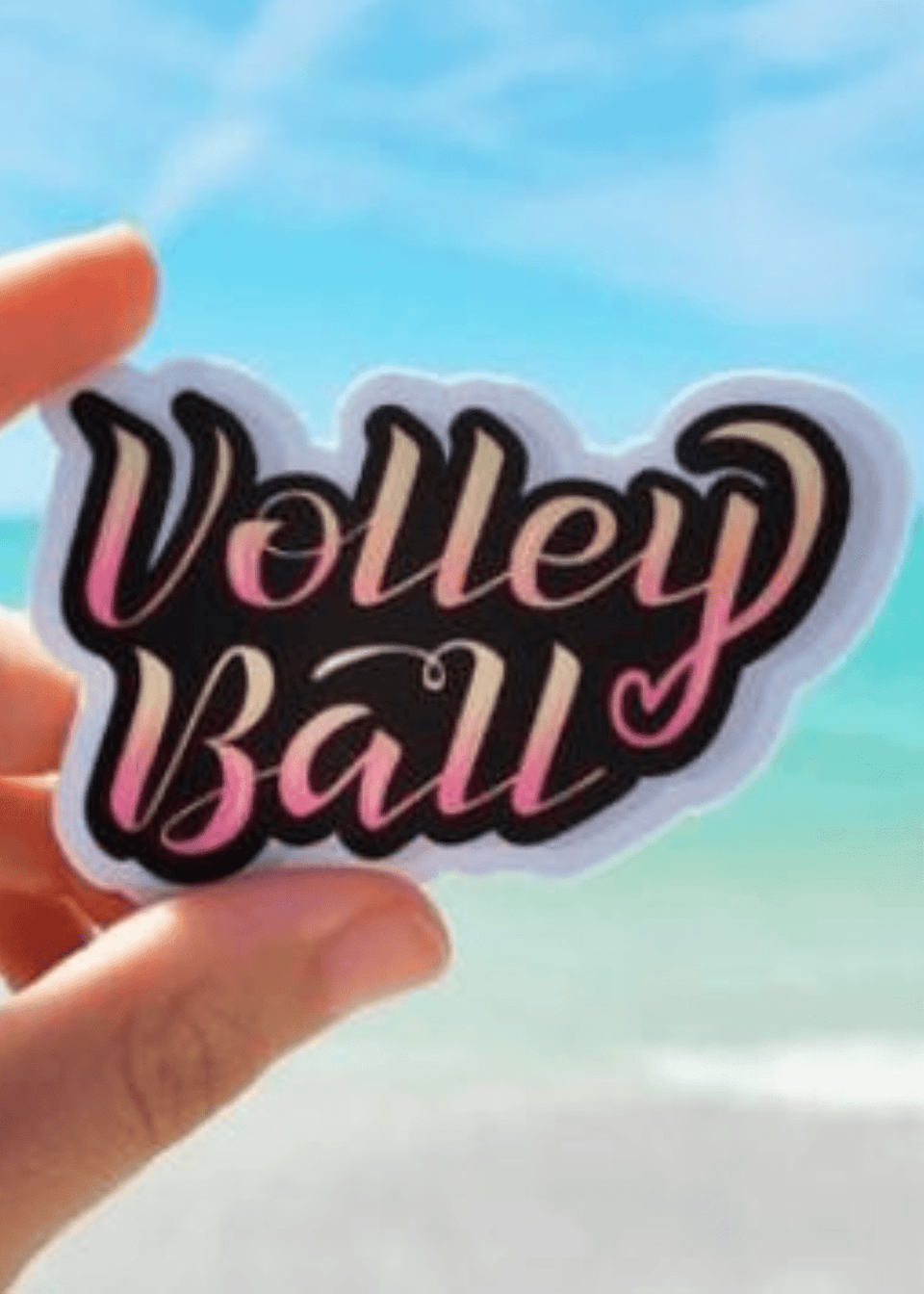 Volleyball Sticker Pink & Yellow Heart